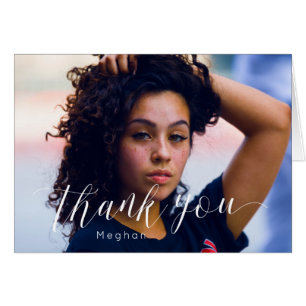 Cartão Trendy Thank You -Calligraphy Script Custom Photo