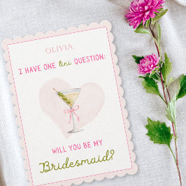 Cartão Trendy Watercolor Pink Martini Bridesmaid Proposta