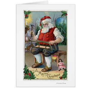Cartão Trenó da construção de GreetingSanta do Natal