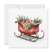Trenó de Natal em Aquarela Vintage
