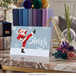 Cartão Trenó de Natal Papai Noel Gay Feriado