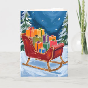 Cartão Trenó do Papai Noel Feliz Natal