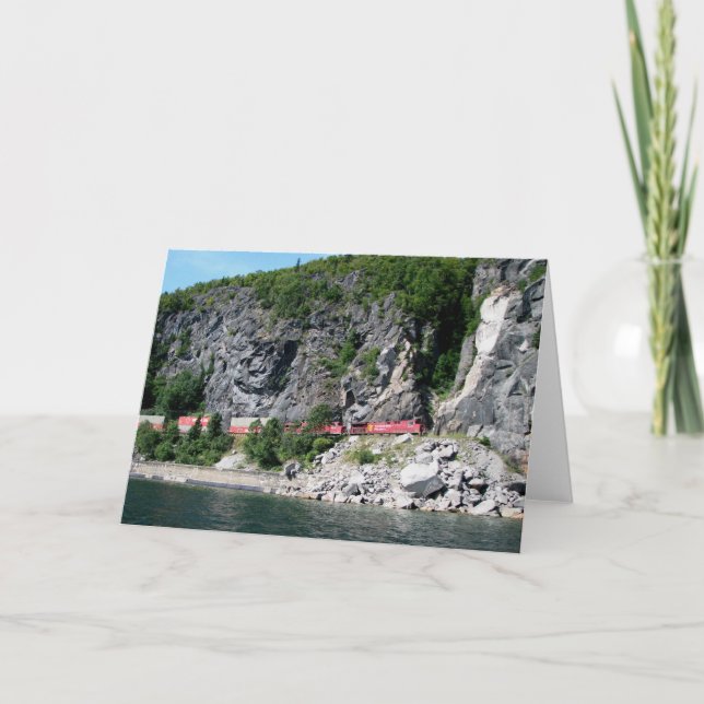 Cartão Trens ao longo do lago Superior (Frente)