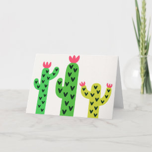Cartão Três Aquarelas Cactos Saudação