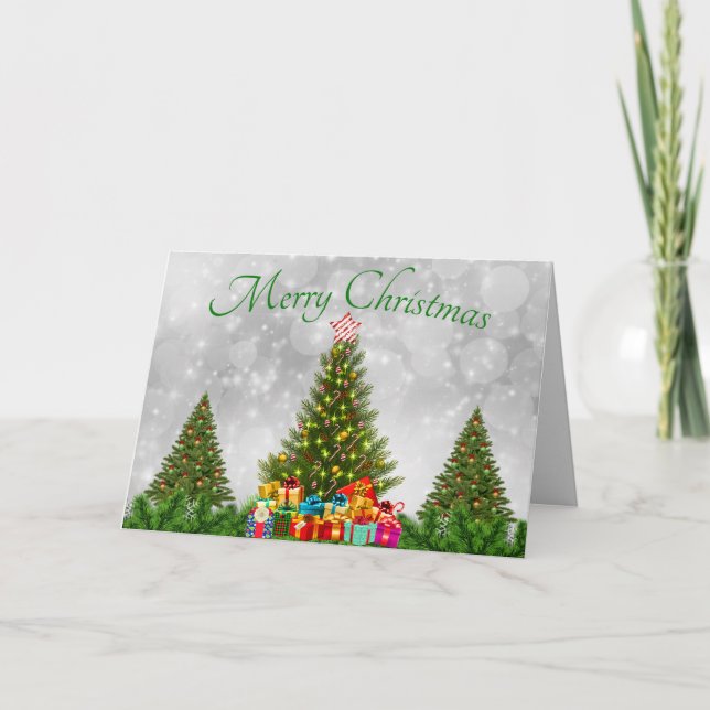 Cartão Três árvores de Natal (Frente)