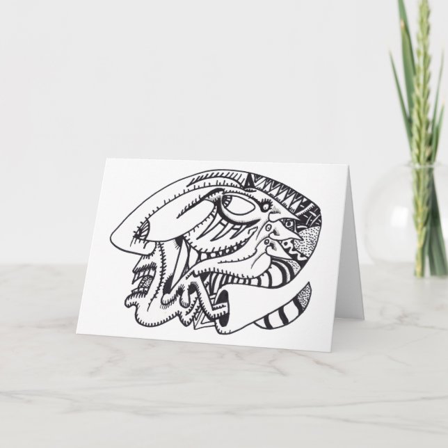 Cartão Três aspectos, desenho de tinta (Frente)