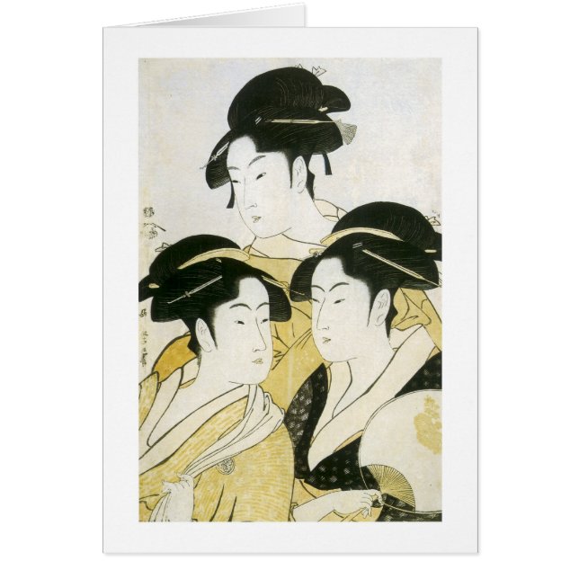 Cartão Três Beleza, Utamaro, 1790 (Frente)