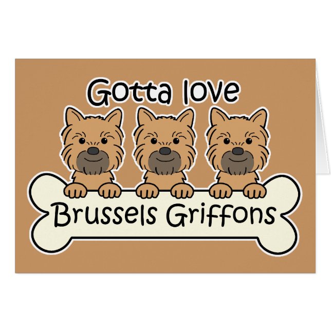 Cartão Três Bruxelas Griffons (Frente horizontal)
