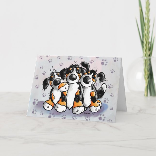 Cartão Três Cachorros da Montanha Bernese Engraçados (Frente)