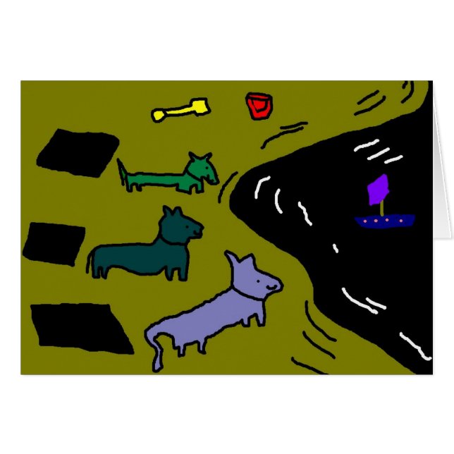 Cartão Três cães de aparência engraçada... (Frente horizontal)