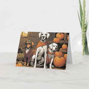 Cartão Três cães no Halloween