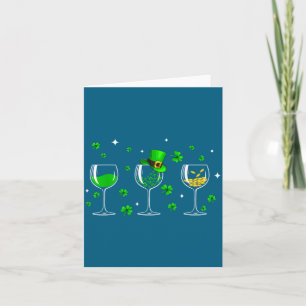 Cartão Três Copo de Vinho Trevo Shamrock Dia de São Patrí