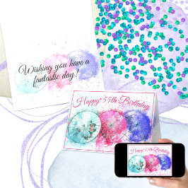 Cartão Três coquetéis tropicais Guarda-chuvas 55º anivers