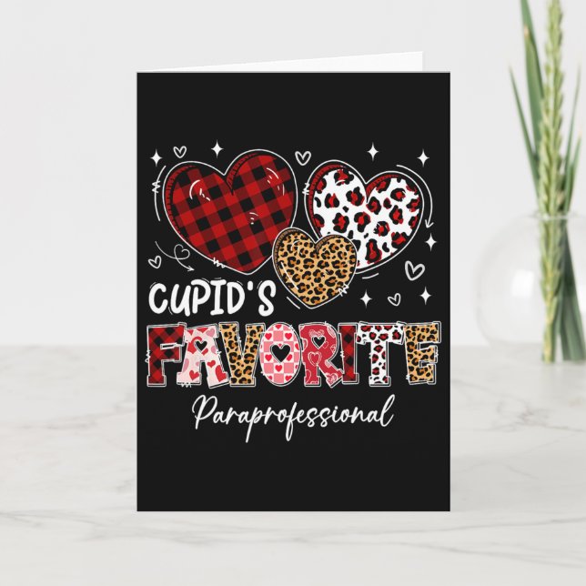 Cartão Três Corações Favorito do Cupido Paraprofissional  (Frente)