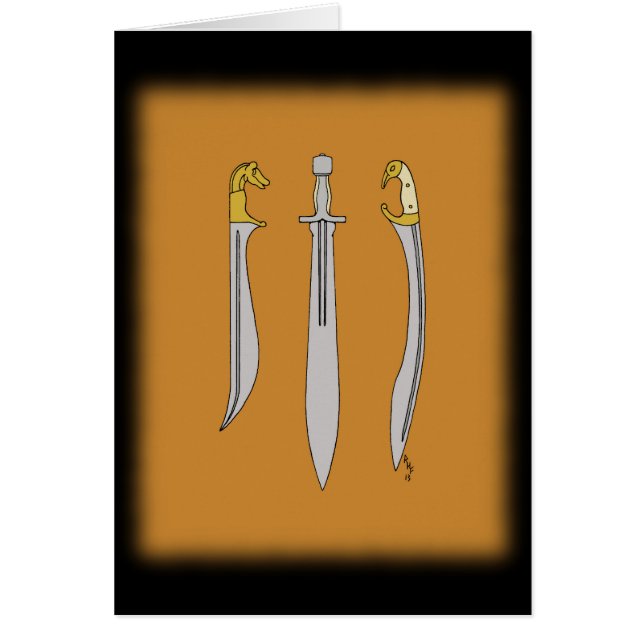 Cartão Três espadas gregas antigas (Frente)