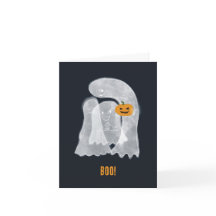 Três fantasmas segurando uma abóbora assustadora!