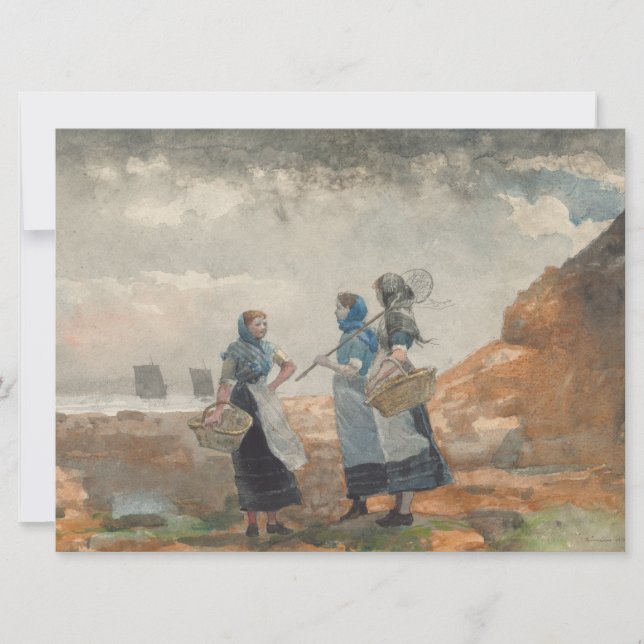 Cartão Três Garotas Fisher (em Tynemouth, Northumberland) (Frente)