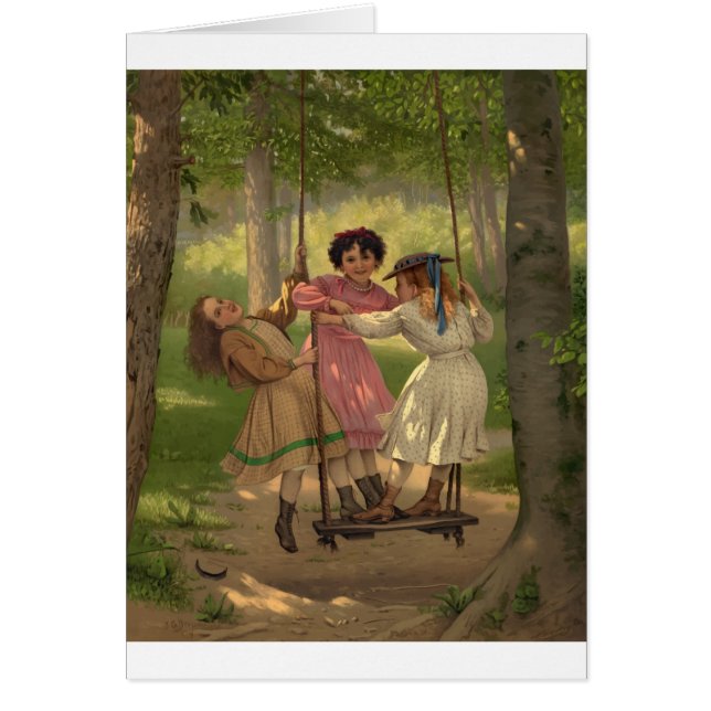 Cartão Três Garotinhas em Swing Velhas Feias (Frente)