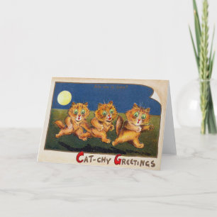 Cartão Três Gatos às Pressas, Louis Wain