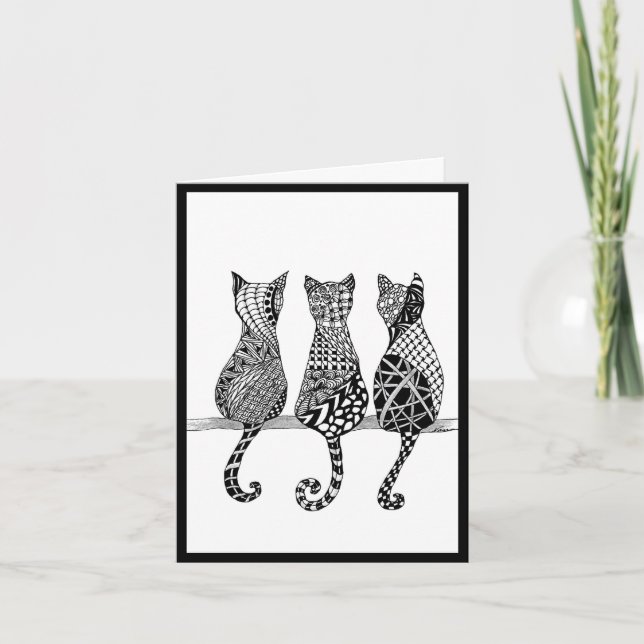 Cartão Três Gatos em uma Ramificação (Frente)