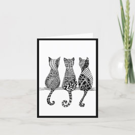 Cartão Três Gatos em uma Ramificação