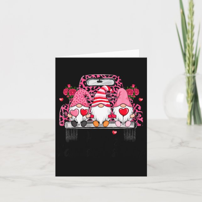 Cartão Três Gnomos E Caminhão De Leopardo Feliz Dia Dos N (Frente)