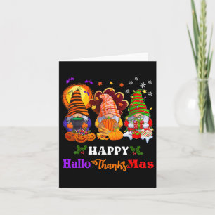 Cartão Três Gnomos Halloween Feliz Natal Feliz Hallo