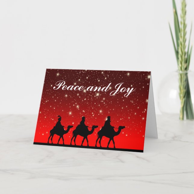 CARTÃO TRÊS HOMENS SÁBICOS PAZ E JOY NATAL PERSONALIZADO (Frente)