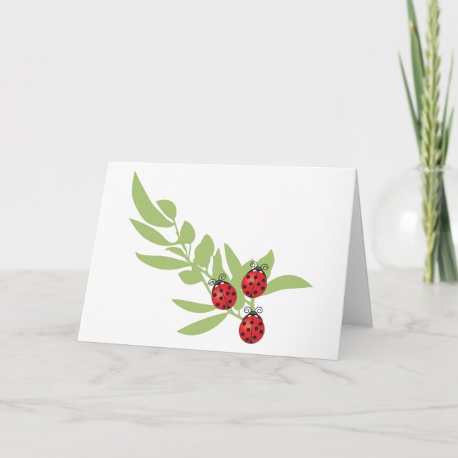 Cartão Três joaninhas afortunados (Frente)