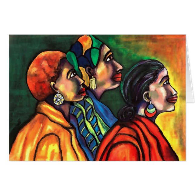 Cartão Três mulheres africanas americanas (Frente Horizontal)