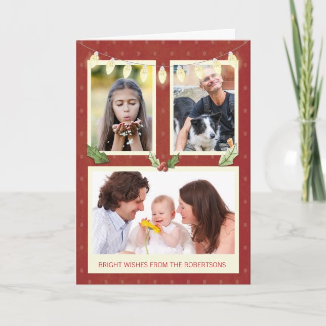 Cartão Três personalizações fotográficas do nome Light St (Frente)