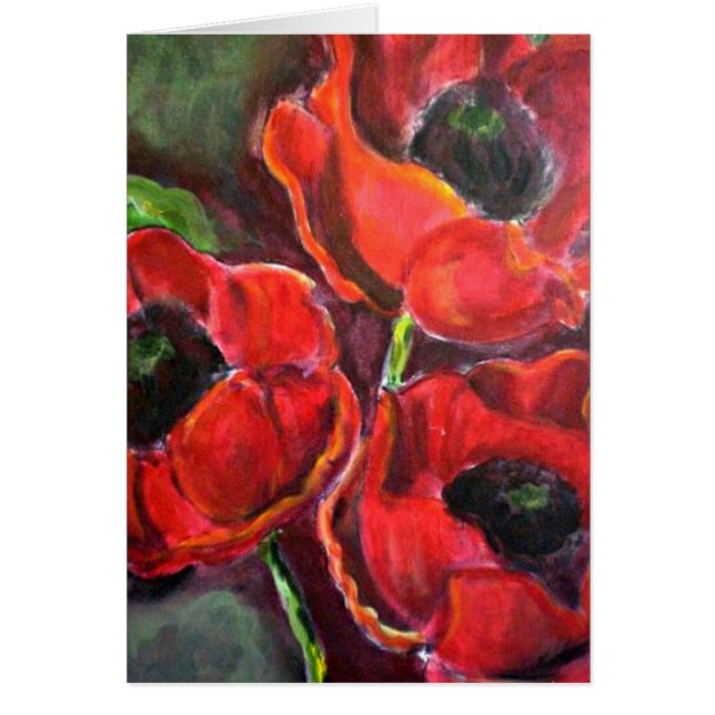 Cartão Três Poppies Vermelhos (Frente)
