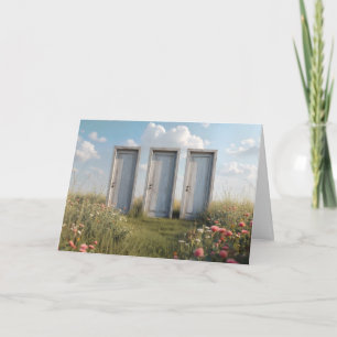 Cartão Três Portas em um Campo de Flores Silvestres