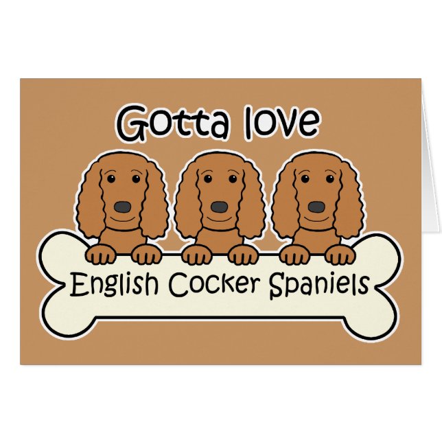 Cartão Três Spaniels de Cocker ingleses (Frente horizontal)