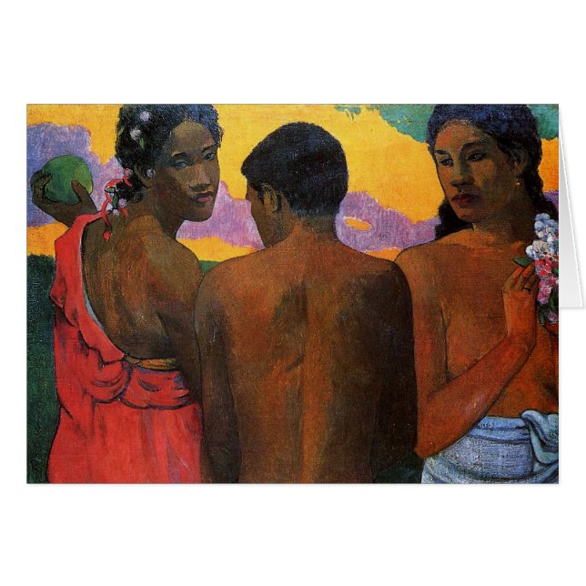 Cartão "Três Tahitians" - Paul Gauguin (Frente horizontal)