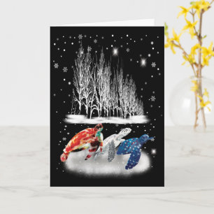 Cartão Três Tartaruga Americana Camiseta Floco de Neve Na