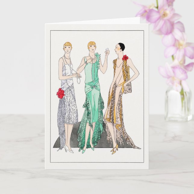 Cartão Três vestidos noturnos com rendas de Racine (Orquídea)