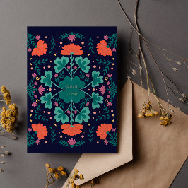 Cartão Trevas e flores azul escuro