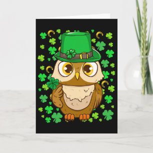 Cartão Trevo de Coruja Leprechaun Engraçado Dia de São Pa