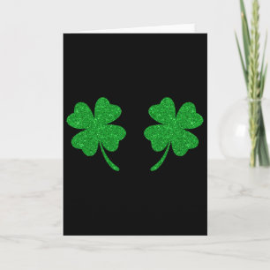 Cartão Trevo de Peito Shamrock Irlandês Sortudo Dia de Sã