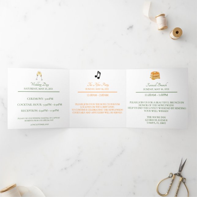 Cartão Tri-Fold Sonho de Laranja de Citrino para C (Dentro)