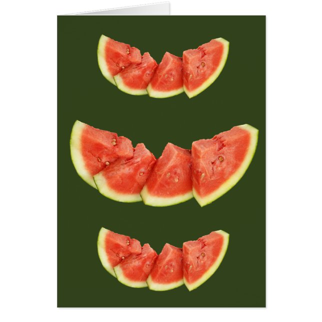 Cartão Triângulos de Fatias de Melancia Arredondada (Frente)