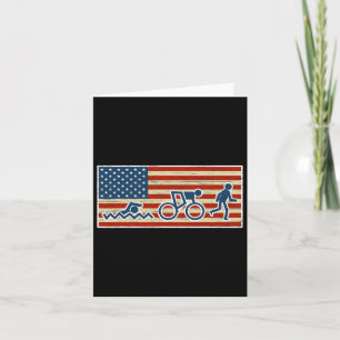 Cartão Triathlon Run Triathlete Biathlon Usa Flag Sports