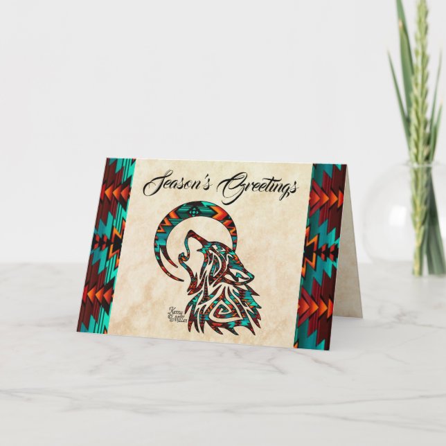 Cartão Tribal de Férias do Lobo (Frente)