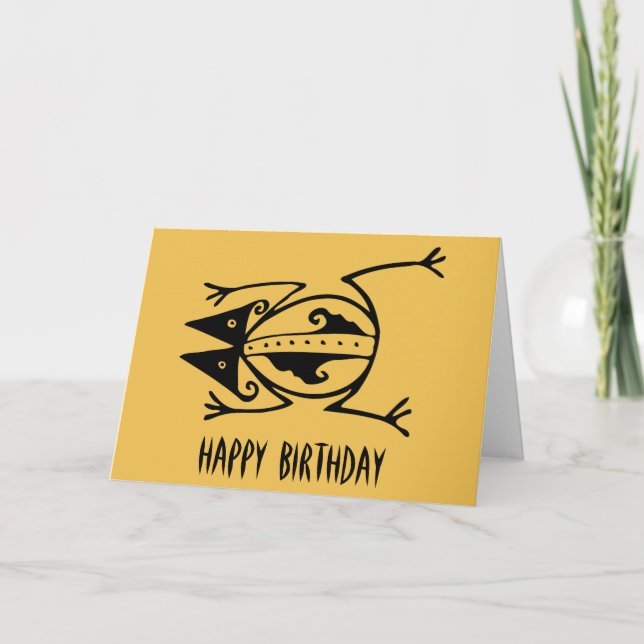 Cartão Tribal frog Petroglyph animal tribal art birthday (Frente)