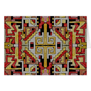 Cartão Tribal Geométrico/Padrão Étnico vermelho e amar