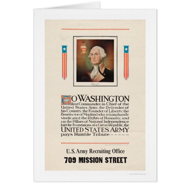 Cartão Tributo do exército a Washington (Frente)