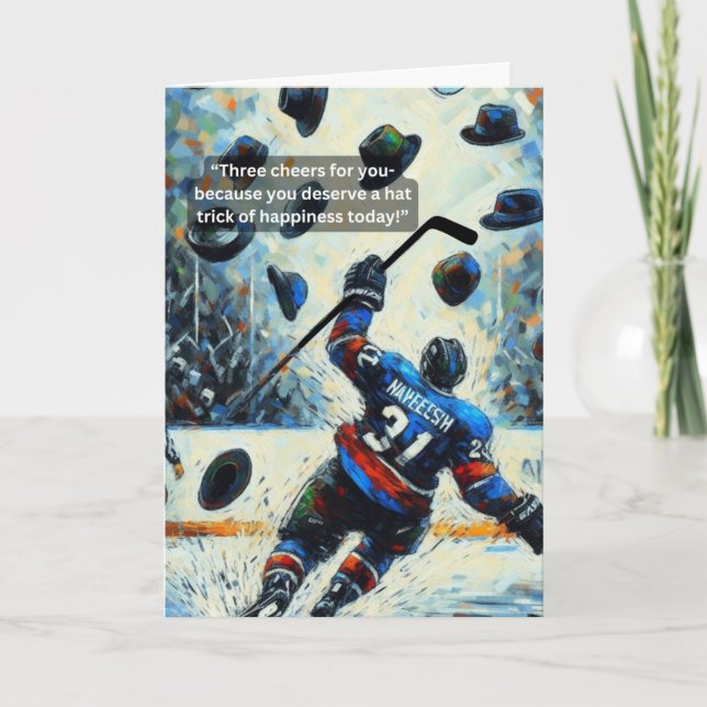 Cartão Tricampeão de Hóquei no Gelo de Felicidade! (Frente)
