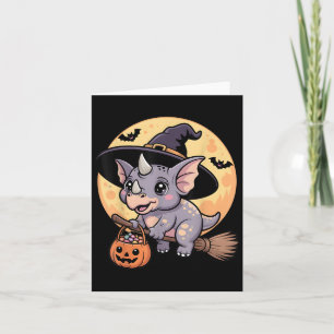 Cartão Triceratops Bruxo Chapéu Pumpkin Figurino de Hallo