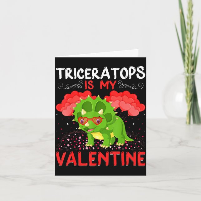 Cartão Triceratops Is My Valentine Funny Triceratops Vale (Frente)